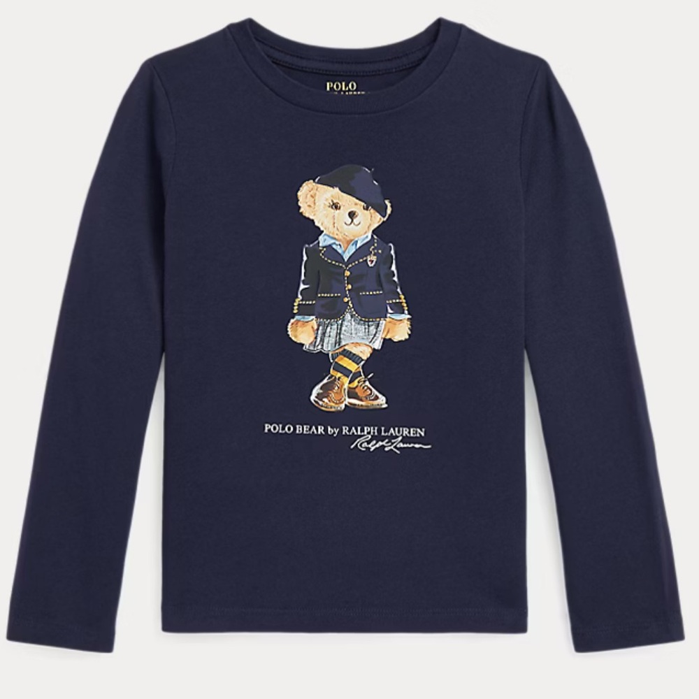 Polo Ralph Lauren‎ Polo Bear Cotton Long-Sleeve Tee Navy